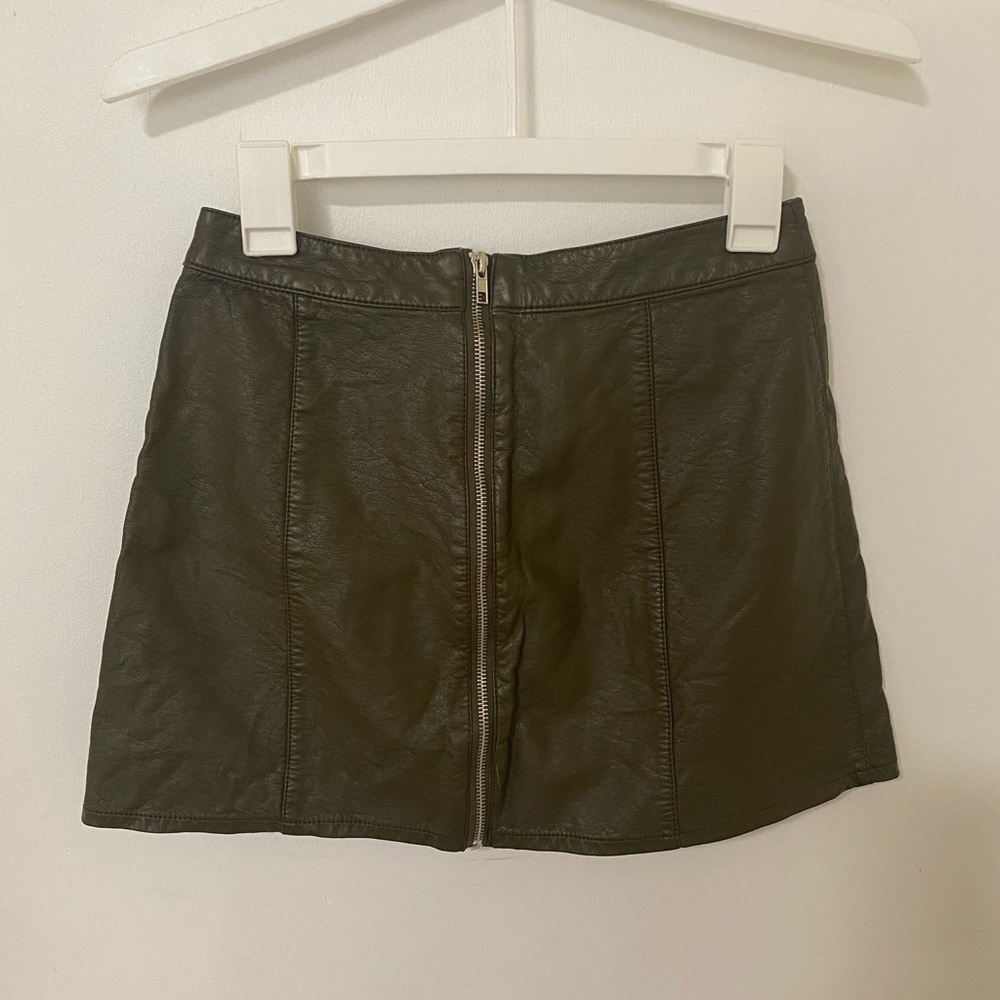 Forever 21 Olive Green Leather Mini Skirt